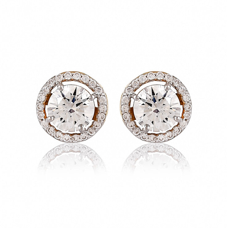 925 pure sterling silver cubic zirconia modern earrings studs