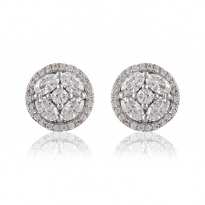 925 pure sterling silver cubic zirconia modern earrings studs