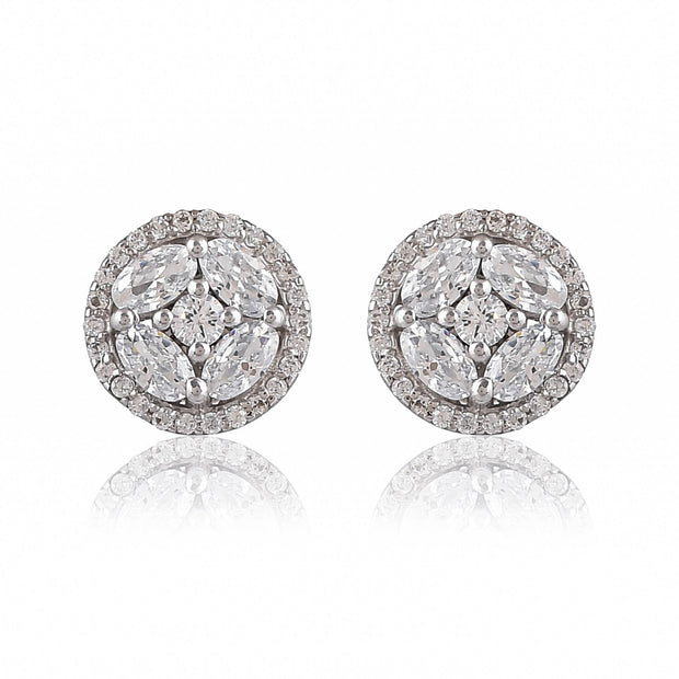 925 pure sterling silver cubic zirconia modern earrings studs