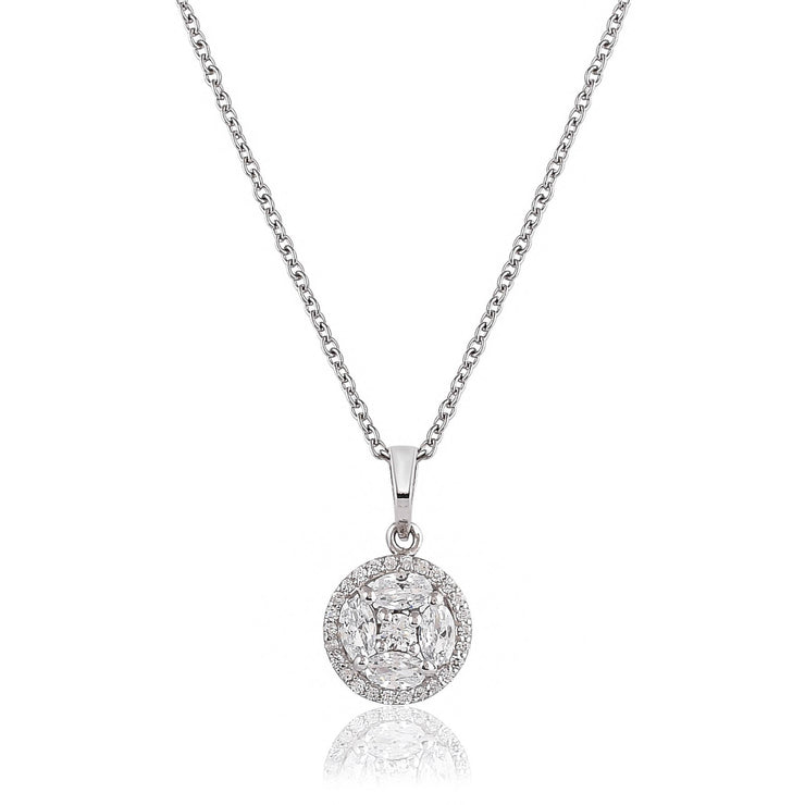 925 pure sterling silver cubic zirconia pendant necklace with chain