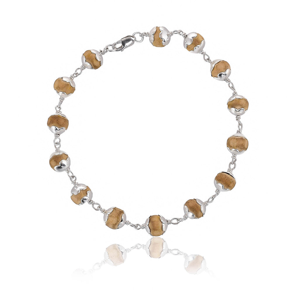 Buy Tulsi Beads Bracelet In Silver Design | Shaligram Shala