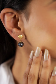 Black Pearl Silver Earrings