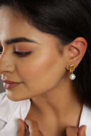 cushion shape citrine pearl earring