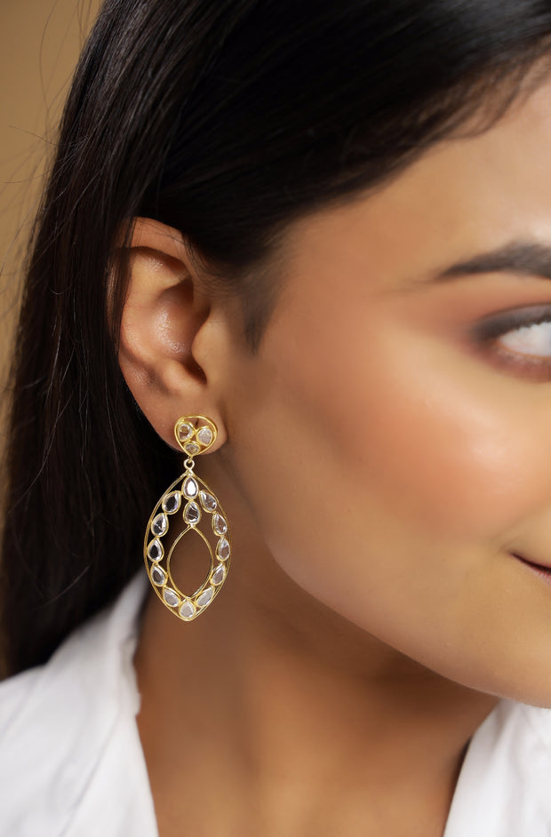 Beautiful Pure silver Gold Plated Slice earrings