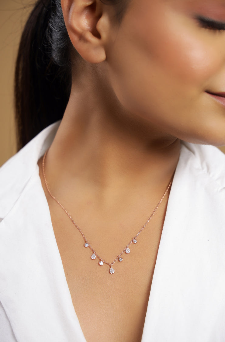 Pure silver with rose gold finish and CZ necklace