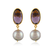 Amethyst Hydro Pearls Silver Earrings