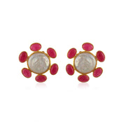 Ruby Pearl Stud Silver Earring