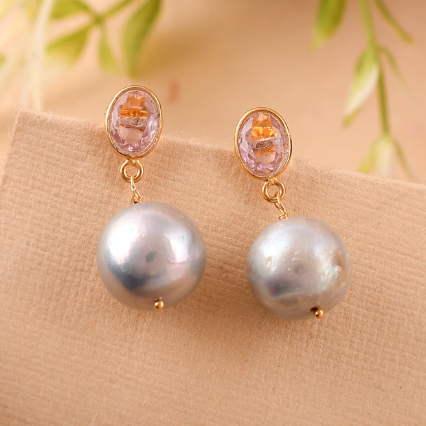 Pink hydro Pearl Silver Earring