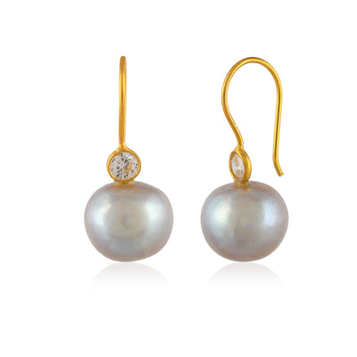 CZ Pearl Silver Earring