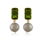 Emerald Pearl Silver Earring