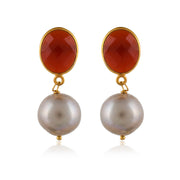 Carnelian Pearl Silver earring