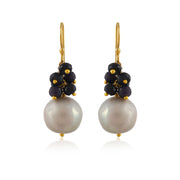 Blue Sapphire Pearl Silver Earring