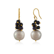 Blue Sapphire Pearl Silver Earring