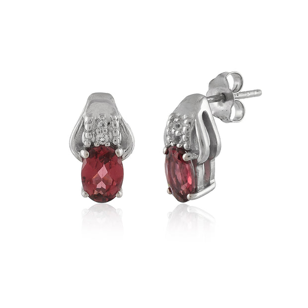 Sterling Silver zercon and ruby earring