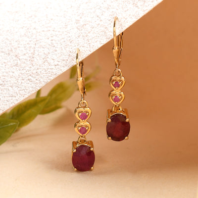 Sterling silver Gold plated ruby Earring