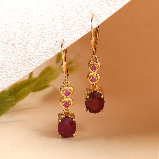 Sterling silver Gold plated ruby Earring