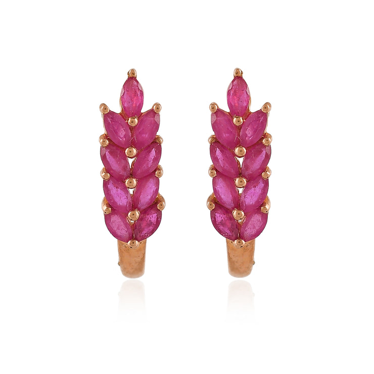 Sterling silver gold plated natural ruby earrings