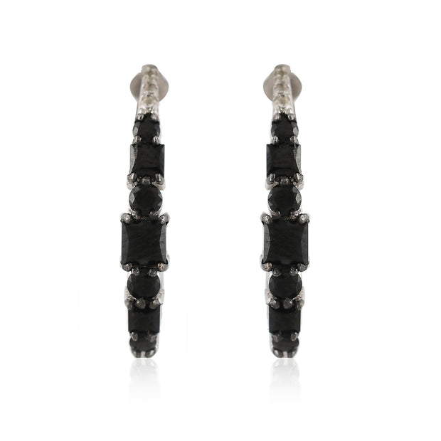 Sterling silver natural black spinnel earrings