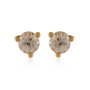 Sterling Silver Gold plated Natural Zircon stud earrings