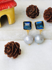 Sapphire Hydro Pearls Silver Earrings